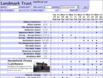 Screenshot of Landmark Trust search