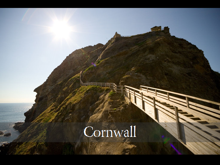 Heading: Cornwall (photo of steps leading up to Tintagel)