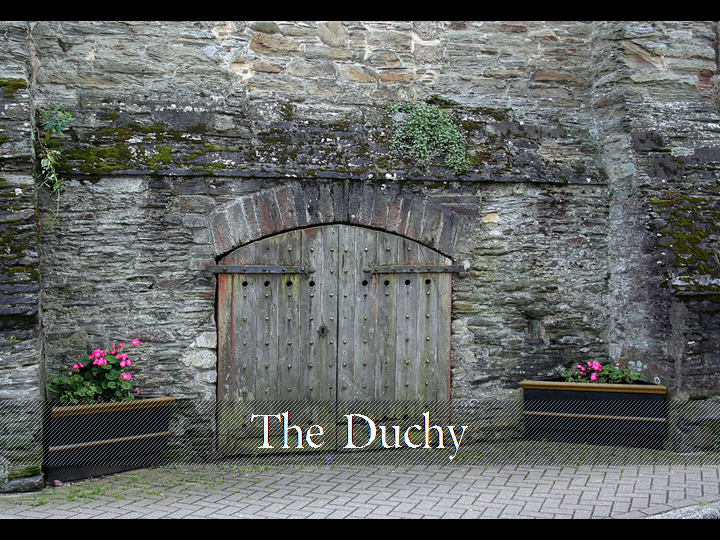 Heading: The Duchy (photo of Lostwithiel Duchy palace doors)