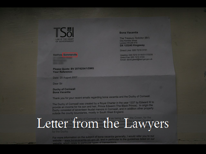 Heading: Letter from the Lawyers (photo of letter)
