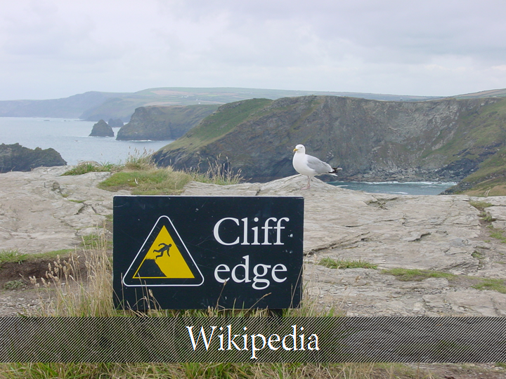 Heading: Wikipedia (photo of Cornish cliff edge)