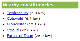 Nearby constituencies