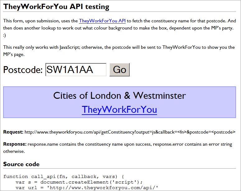 Simple postcode lookup